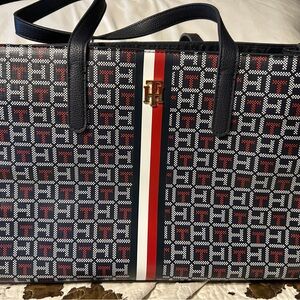 Tommy Hilfiger Navy and Red Patterned Briefcase